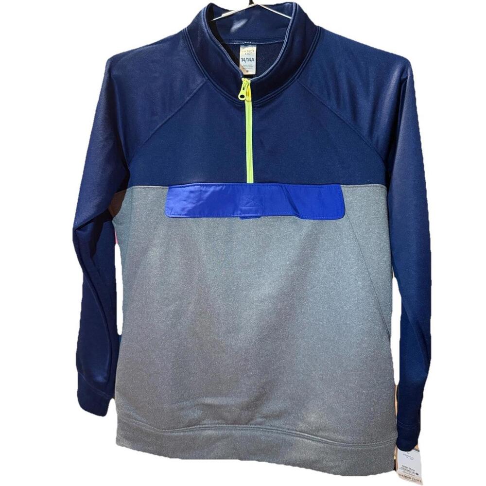 Carter's Boys 1/4 Zip Colorblock Sweatshirt Navy Gray Blue Mock Neck 14/14A